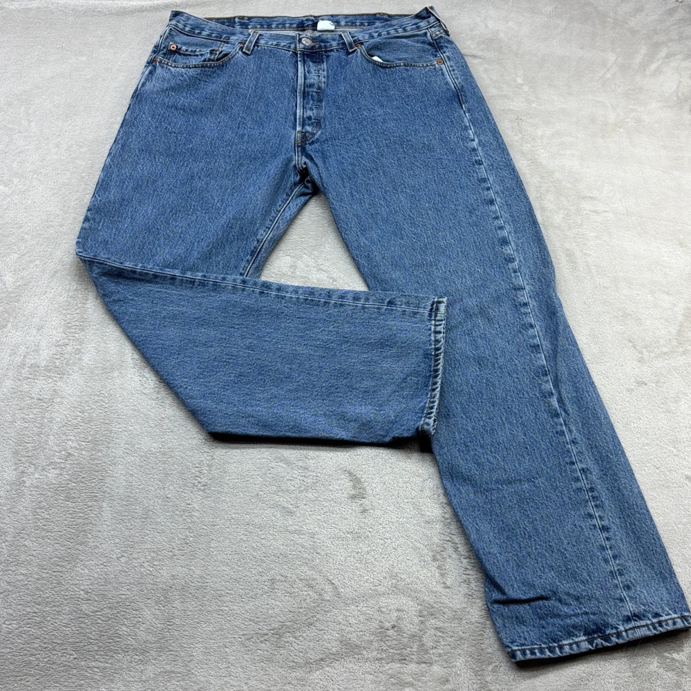VTG Levis 501 Original Fit Jeans Mens 38x32 Blue Denim Button Fly Straight Y2K